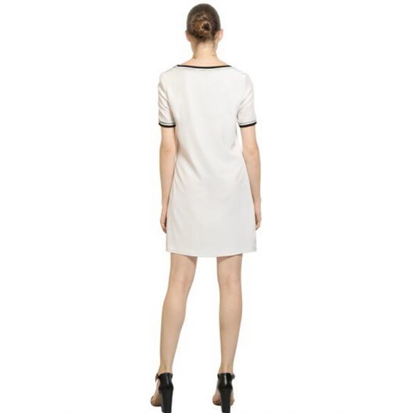 Rebecca Minkoff Size 6 Floral Embroidered Cream Silk Short Sleeve Shift Dress - Picture 3 of 16